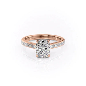 The Monica Set With A 1 Carat Elongated Cushion Lab Diamond