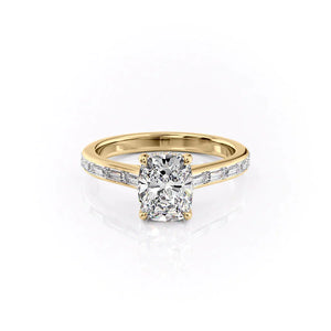 The Monica Set With A 3 Carat Elongated Cushion Lab Diamond