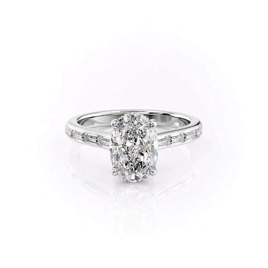 The Monica Set With A 1.5 Carat Oval Lab Diamond