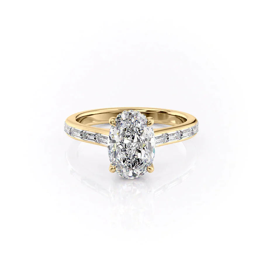 The Monica Set With A 1.5 Carat Oval Lab Diamond