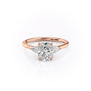 The Megan Set With A 1 Carat Elongated Cushion Lab Diamond