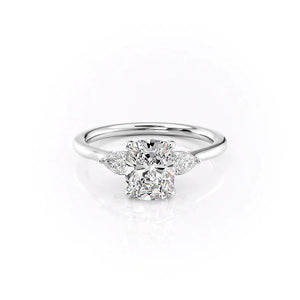 The Megan Set With A 1.5 Carat Elongated Cushion Lab Diamond