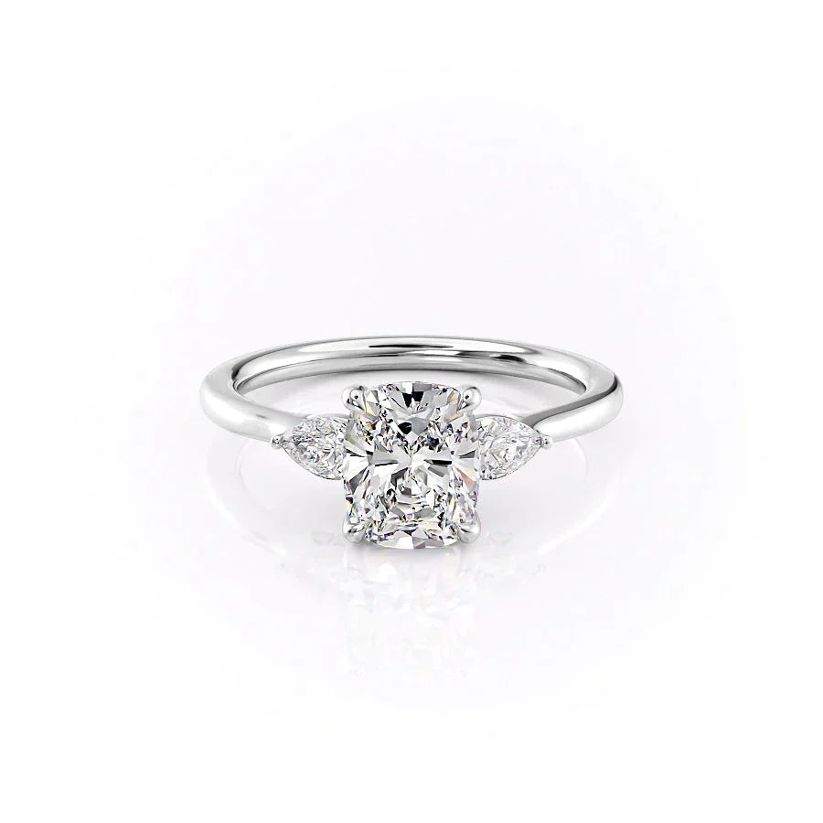 The Megan Set With A 2.5 Carat Elongated Cushion Lab Diamond