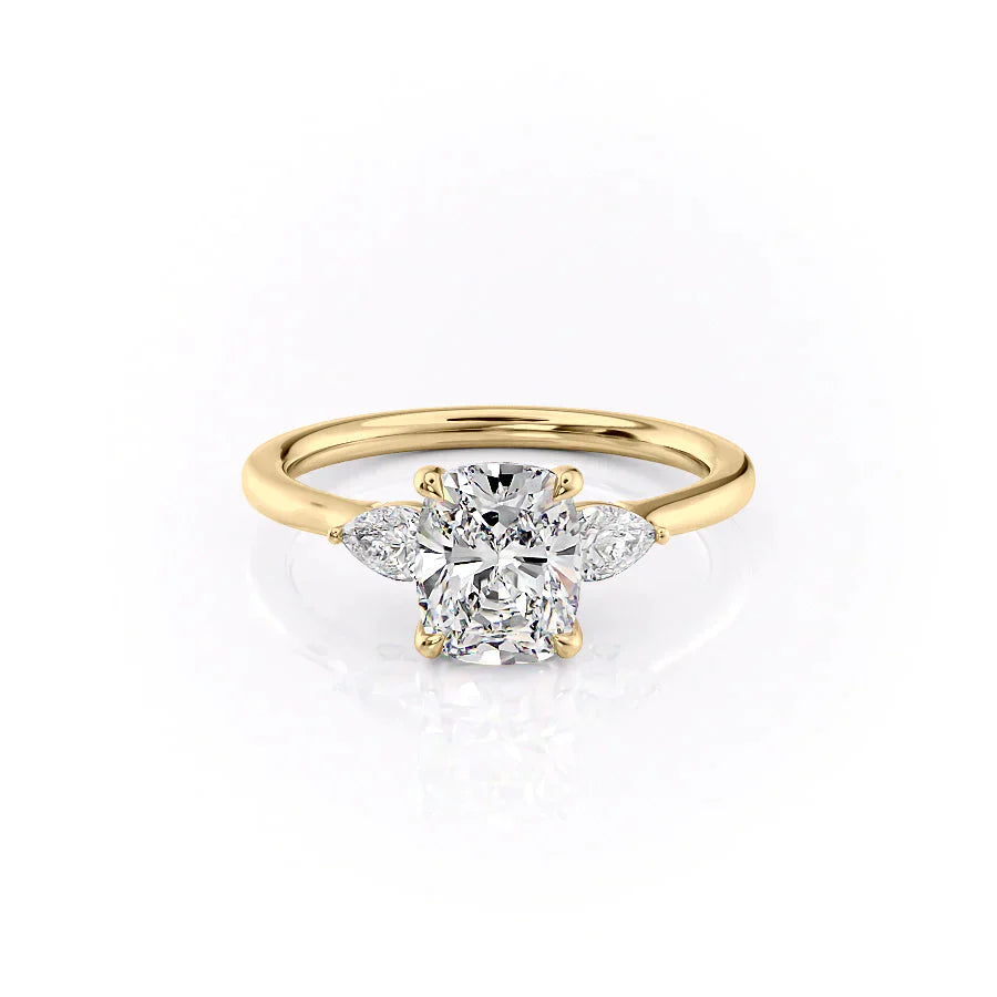 The Megan Set With A 3 Carat Elongated Cushion Lab Diamond