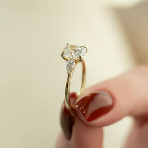 The Megan Set With A 2 Carat Elongated Cushion Moissanite