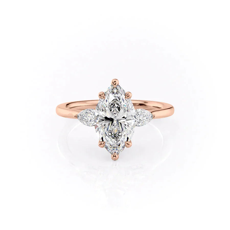 The Megan Set With A 2.5 Carat Marquise Lab Diamond