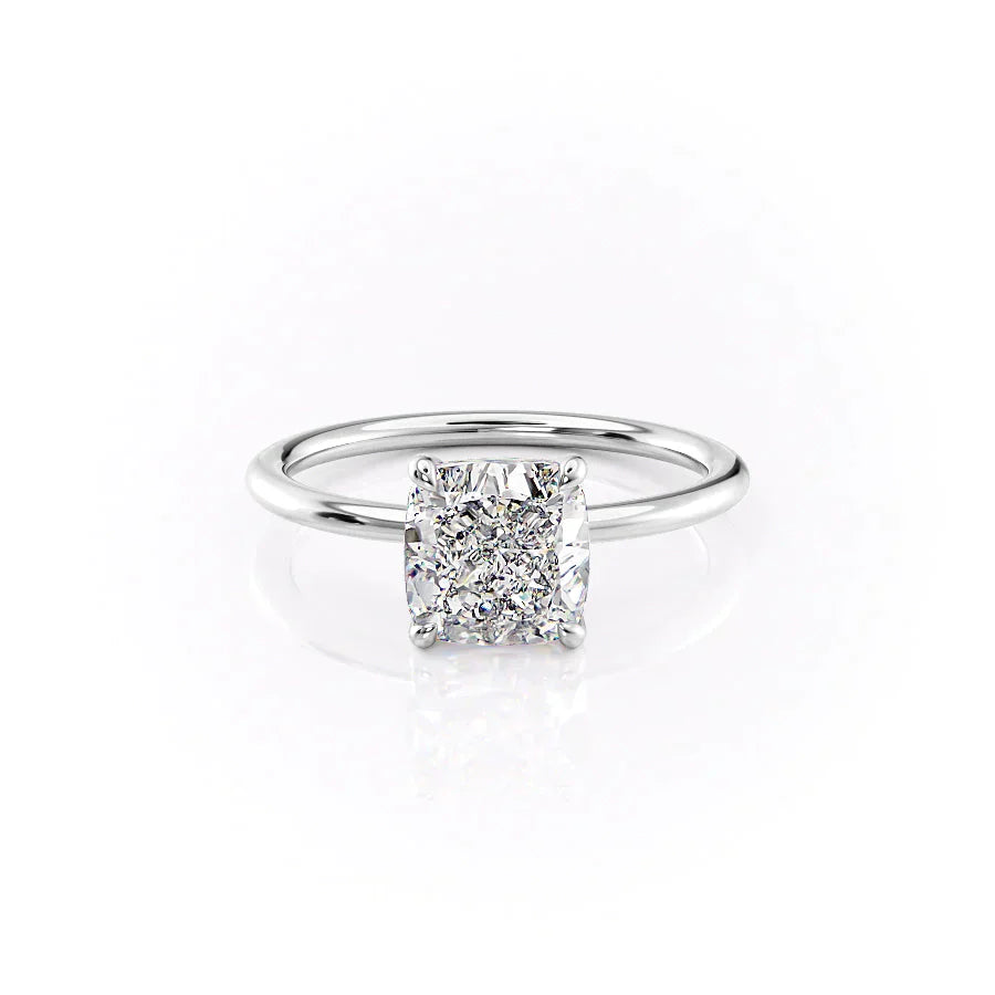 The Ashley Set With A 1.5 Carat Cushion Lab Diamond