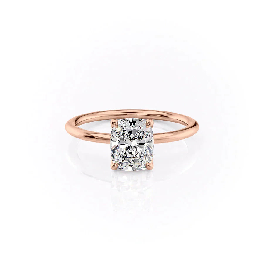 The Ashley Set With A 2.5 Carat Elongated Cushion Lab Diamond