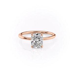The Ashley Set With A 1.5 Carat Elongated Cushion Lab Diamond