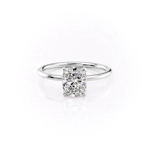 The Ashley Set With A 3 Carat Elongated Cushion Lab Diamond