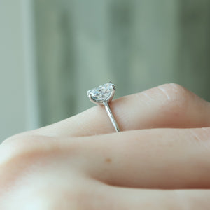 The Ashley Set With A 3 Carat Elongated Cushion Lab Diamond