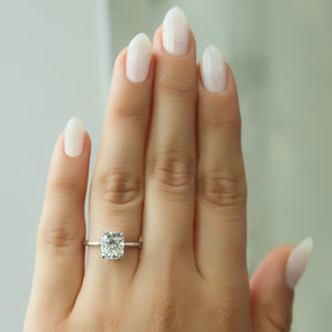 The Ashley Set With A 3 Carat Elongated Cushion Lab Diamond
