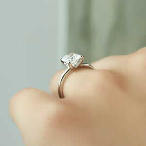 The Ashley Set With A 3 Carat Elongated Cushion Lab Diamond