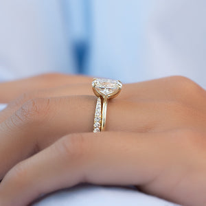 The Ashley Set With A 3 Carat Elongated Cushion Lab Diamond