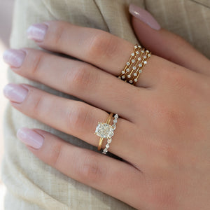 The Ashley Set With A 3 Carat Elongated Cushion Lab Diamond