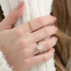 The Ashley Set With A 3 Carat Elongated Cushion Lab Diamond