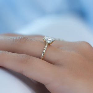 The Ashley Set With A 3 Carat Elongated Cushion Lab Diamond