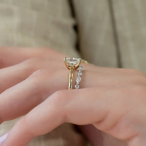The Ashley Set With A 3 Carat Elongated Cushion Lab Diamond