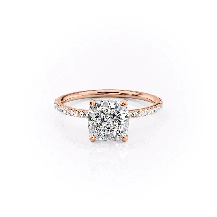 The Pave Ashley Set With A 2 Carat Cushion Moissanite