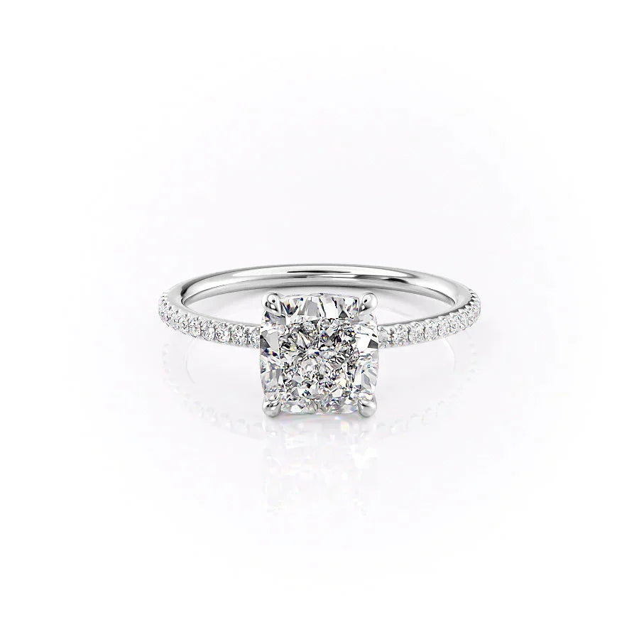 The Pave Ashley Set With A 2.5 Carat Cushion Lab Diamond