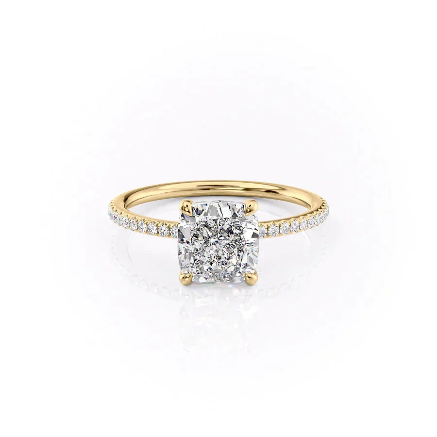 The Pave Ashley Set With A 3 Carat Cushion Lab Diamond