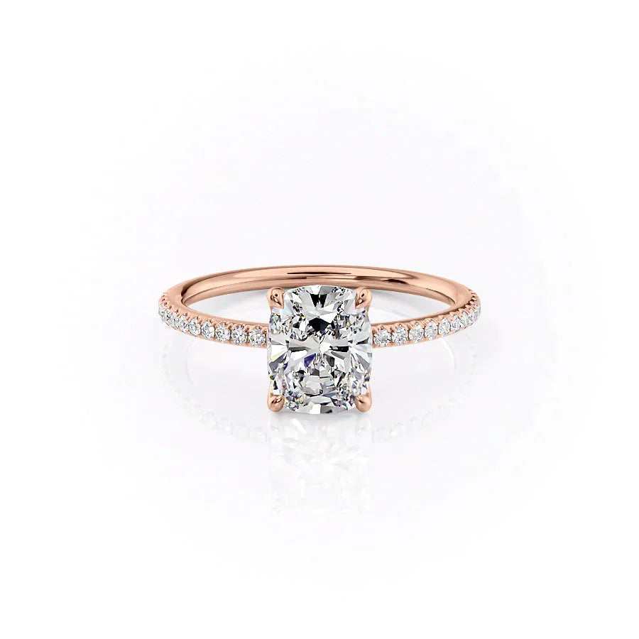 The Pave Ashley Set With A 2 Carat Elongated Cushion Moissanite