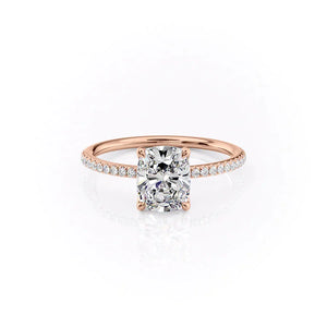 The Pave Ashley Set With A 3 Carat Elongated Cushion Moissanite