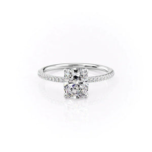 The Pave Ashley Set With A 2.5 Carat Elongated Cushion Lab Diamond