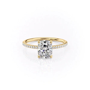 The Pave Ashley Set With A 3 Carat Elongated Cushion Moissanite