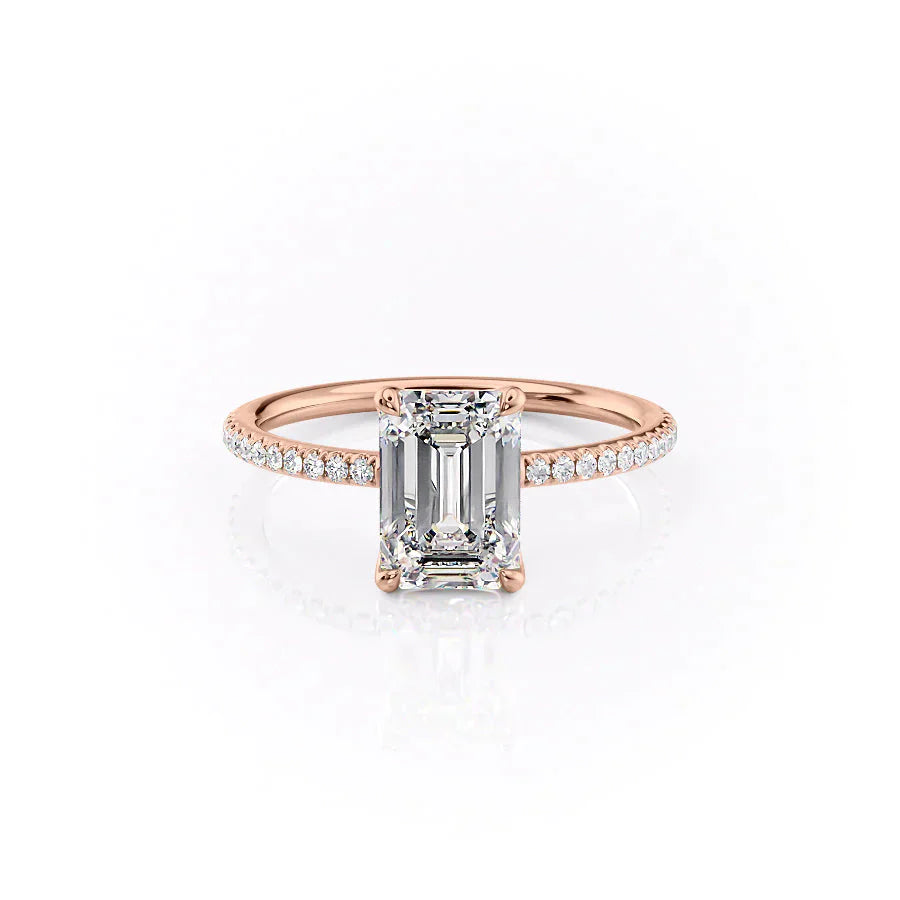 The Pave Ashley Set With A 1 Carat Emerald Lab Diamond