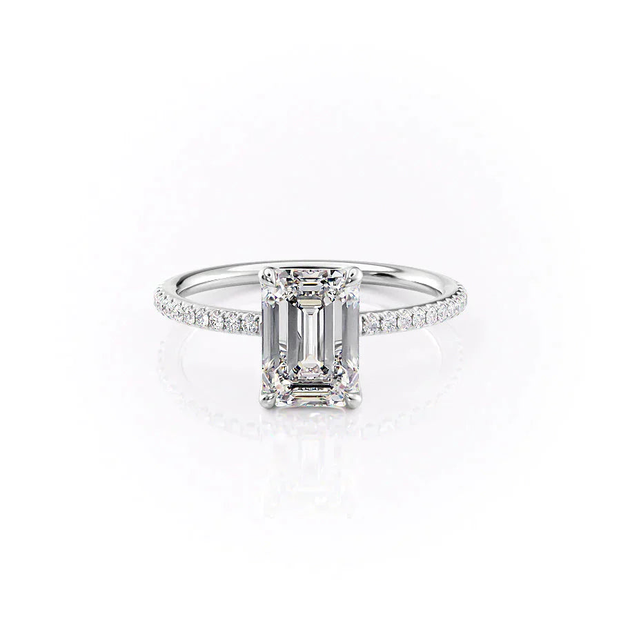 The Pave Ashley Set With A 3 Carat Emerald Moissanite