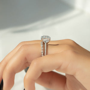 The Pave Ashley Set With A 1 Carat Cushion Moissanite