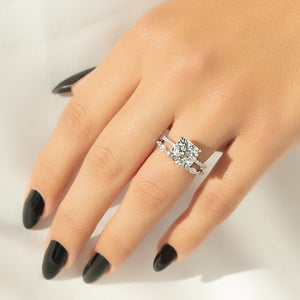 The Pave Ashley Set With A 1 Carat Cushion Moissanite