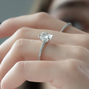 The Pave Ashley Set With A 1 Carat Cushion Moissanite