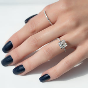 The Pave Ashley Set With A 1 Carat Cushion Moissanite