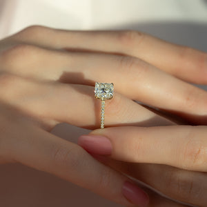The Pave Ashley Set With A Cushion Lab Diamond