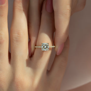 The Pave Ashley Set With A Cushion Lab Diamond