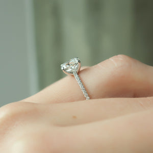 The Pave Ashley Set With A 1 Carat Elongated Cushion Moissanite
