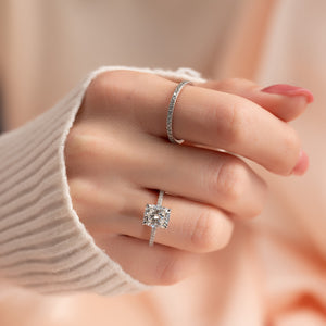 The Pave Ashley Set With A 1 Carat Elongated Cushion Moissanite