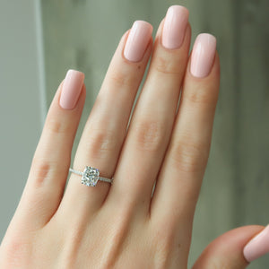 The Pave Ashley Set With A 1 Carat Elongated Cushion Moissanite