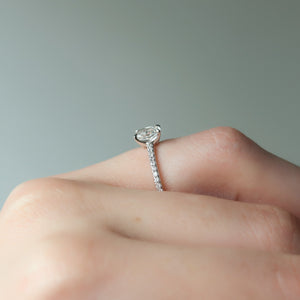 The Pave Ashley Set With A 1 Carat Elongated Cushion Moissanite