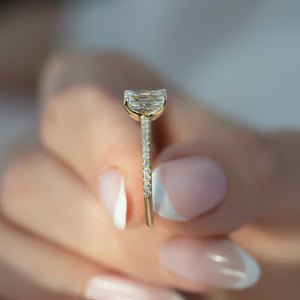 The Pave Ashley Set With A Emerald Lab Diamond