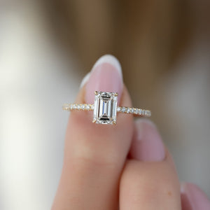 The Pave Ashley Set With A Emerald Lab Diamond