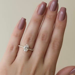 The Pave Ashley Set With A 3 Carat Oval Lab Diamond
