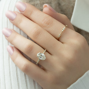 The Pave Ashley Set With A 3 Carat Oval Lab Diamond