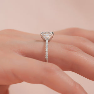 The Pave Ashley Set With A 1.5 Carat Princess Lab Diamond