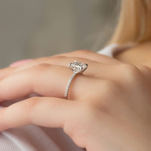 The Pave Ashley Set With A 1.5 Carat Princess Lab Diamond