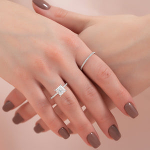 The Pave Ashley Set With A 1.5 Carat Princess Lab Diamond