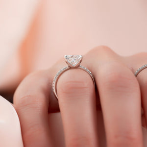 The Pave Ashley Set With A 1.5 Carat Princess Lab Diamond
