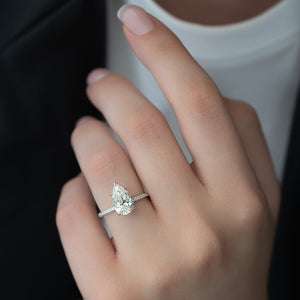 The Pave Ashley Set With A 3 Carat Pear Lab Diamond